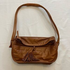 FRANCESCO BIASIA Women’s Shoulder Bag, Leather, Braided Handle, 12” x 8”